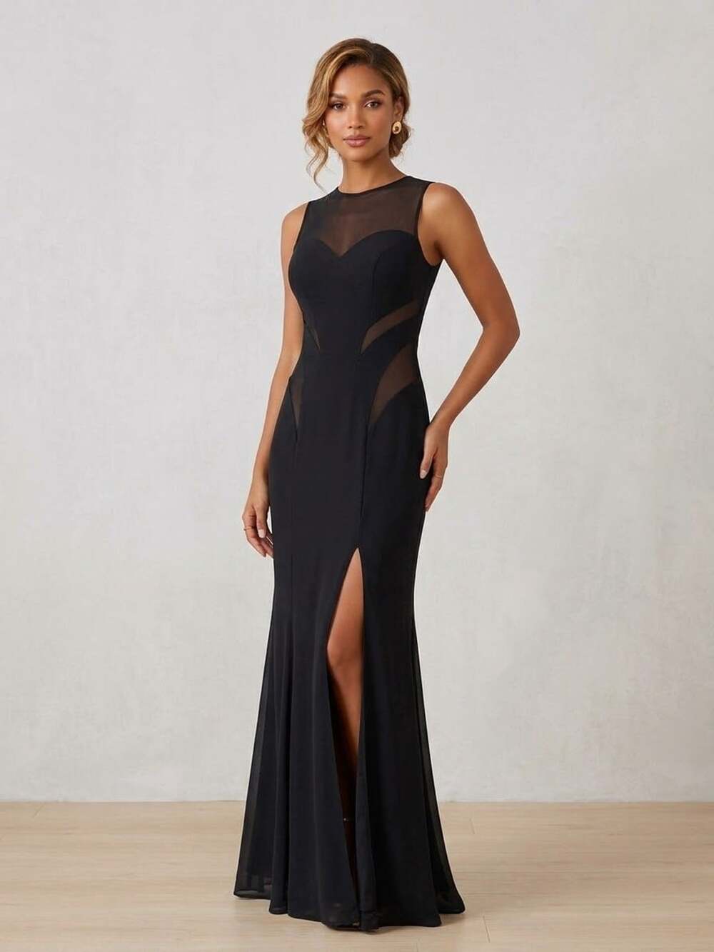 Madison James Black Cut-Out Formal Gown